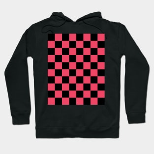 Blush and Black Chessboard Pattern Hoodie